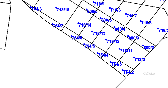 Parcela st. 754/5 v KÚ Nové Syrovice, Katastrální mapa