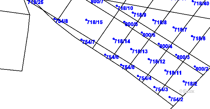 Parcela st. 754/6 v KÚ Nové Syrovice, Katastrální mapa