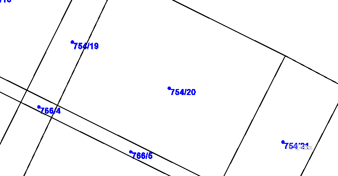 Parcela st. 754/20 v KÚ Nové Syrovice, Katastrální mapa