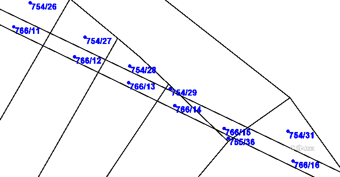 Parcela st. 754/29 v KÚ Nové Syrovice, Katastrální mapa