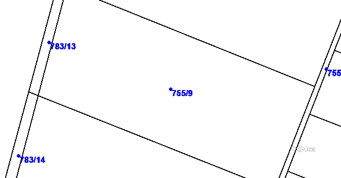 Parcela st. 755/9 v KÚ Nové Syrovice, Katastrální mapa