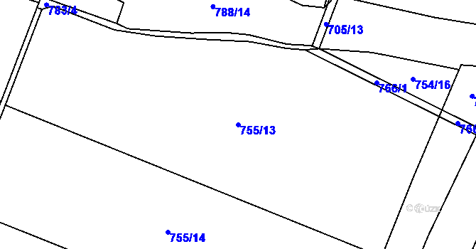 Parcela st. 755/13 v KÚ Nové Syrovice, Katastrální mapa