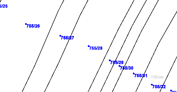 Parcela st. 755/28 v KÚ Nové Syrovice, Katastrální mapa