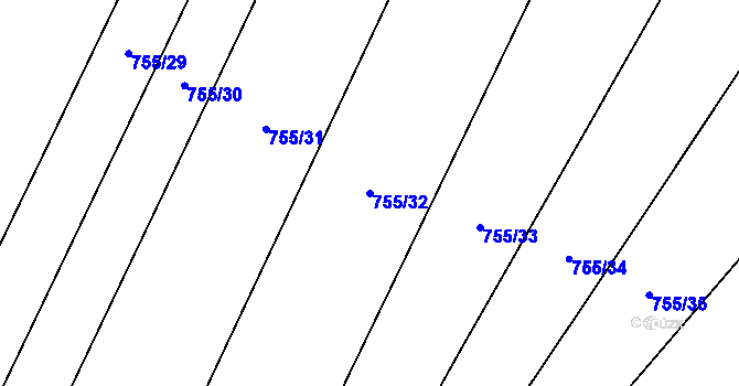 Parcela st. 755/32 v KÚ Nové Syrovice, Katastrální mapa