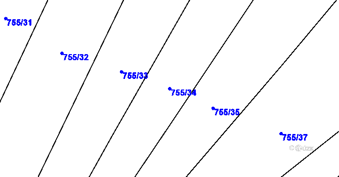 Parcela st. 755/34 v KÚ Nové Syrovice, Katastrální mapa