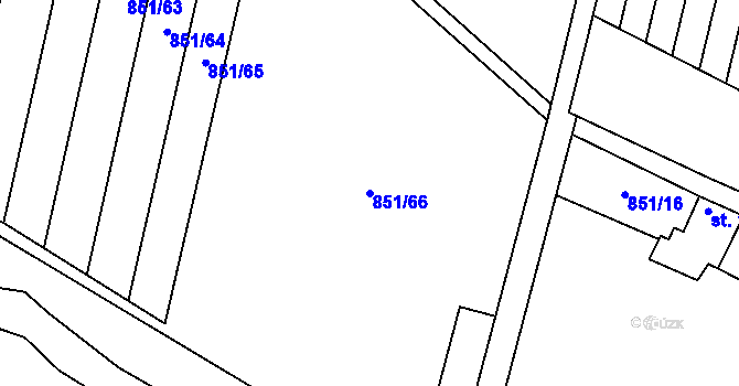 Parcela st. 851/66 v KÚ Nové Syrovice, Katastrální mapa