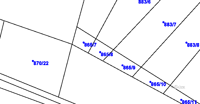 Parcela st. 865/8 v KÚ Nové Syrovice, Katastrální mapa