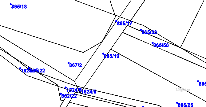 Parcela st. 865/19 v KÚ Nové Syrovice, Katastrální mapa