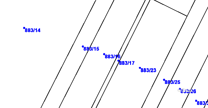 Parcela st. 883/16 v KÚ Nové Syrovice, Katastrální mapa
