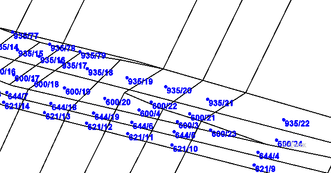 Parcela st. 935/20 v KÚ Nové Syrovice, Katastrální mapa