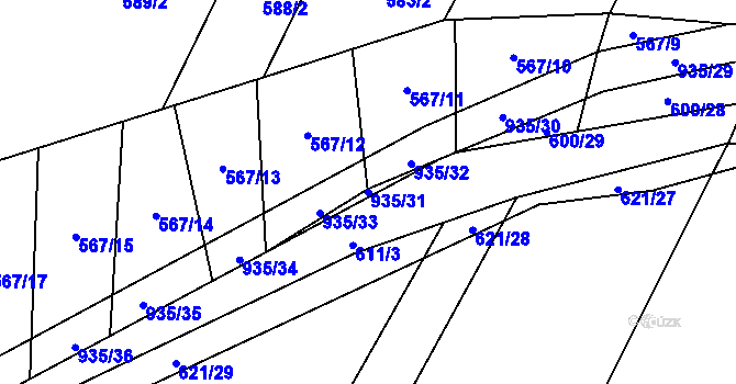Parcela st. 935/31 v KÚ Nové Syrovice, Katastrální mapa