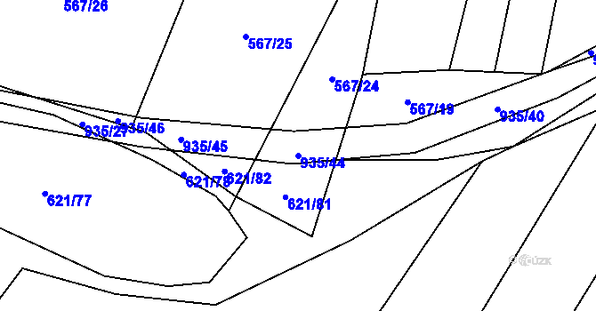 Parcela st. 935/44 v KÚ Nové Syrovice, Katastrální mapa