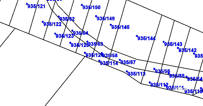 Parcela st. 935/58 v KÚ Nové Syrovice, Katastrální mapa