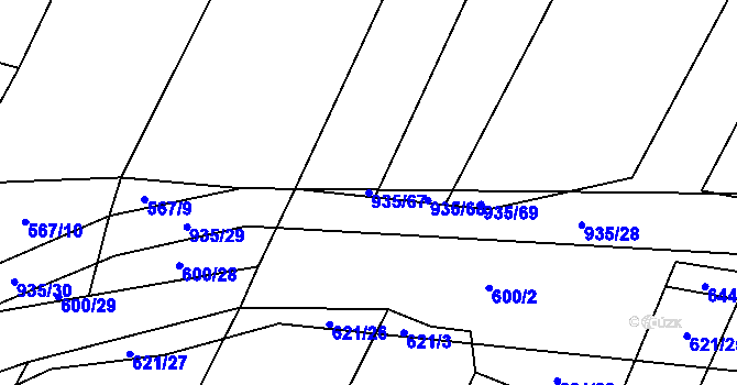 Parcela st. 935/67 v KÚ Nové Syrovice, Katastrální mapa