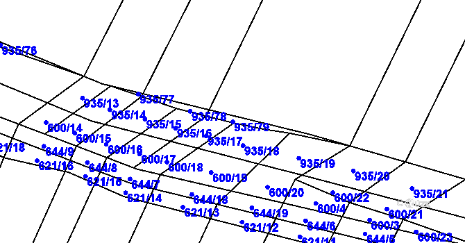 Parcela st. 935/79 v KÚ Nové Syrovice, Katastrální mapa