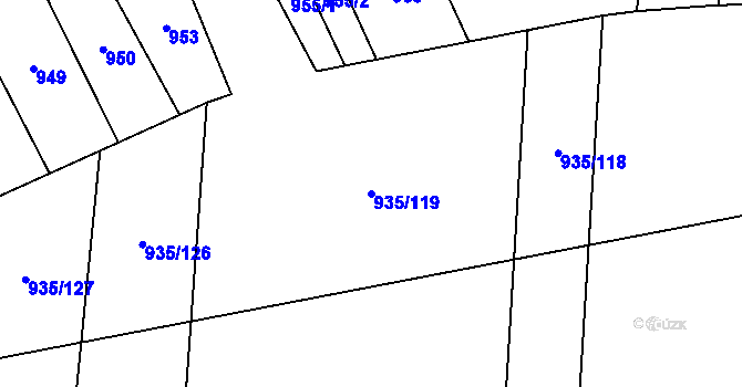 Parcela st. 935/119 v KÚ Nové Syrovice, Katastrální mapa