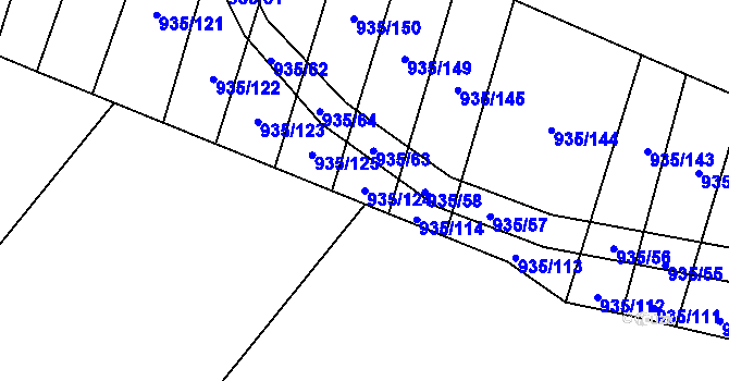 Parcela st. 935/124 v KÚ Nové Syrovice, Katastrální mapa