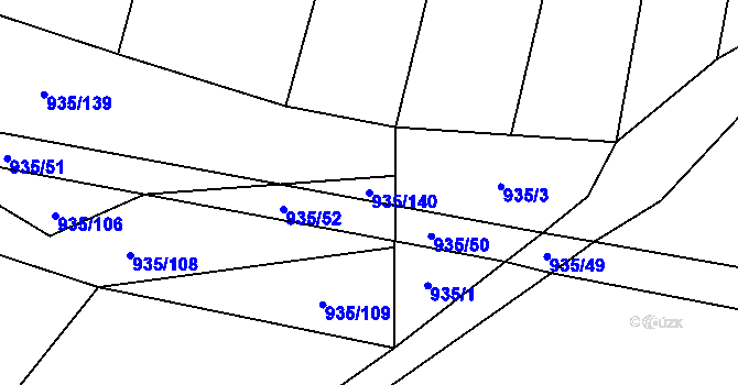 Parcela st. 935/140 v KÚ Nové Syrovice, Katastrální mapa