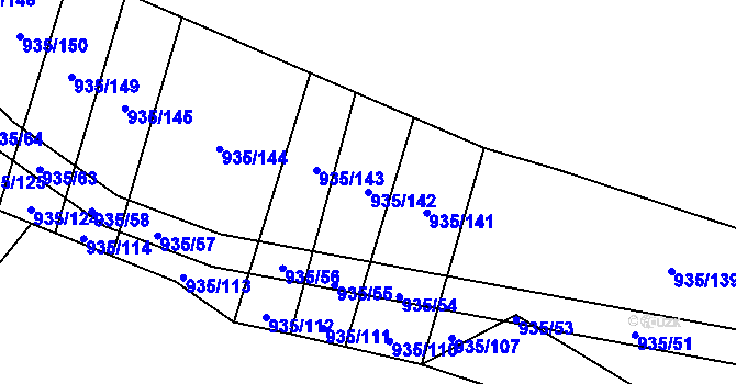 Parcela st. 935/142 v KÚ Nové Syrovice, Katastrální mapa