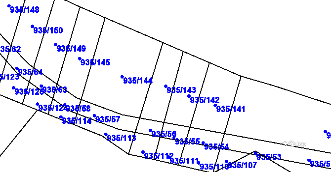 Parcela st. 935/143 v KÚ Nové Syrovice, Katastrální mapa
