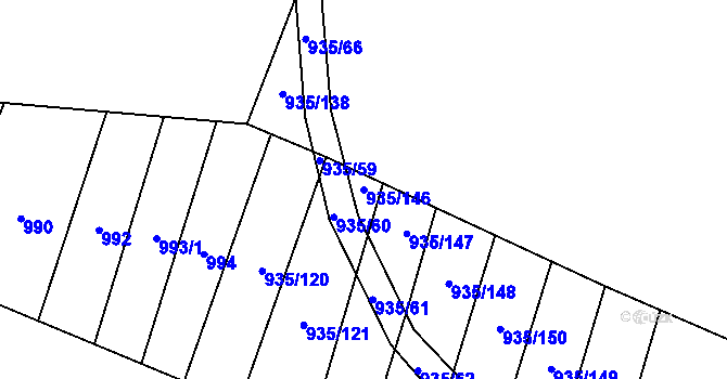 Parcela st. 935/146 v KÚ Nové Syrovice, Katastrální mapa