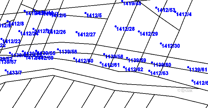 Parcela st. 1139/58 v KÚ Nové Syrovice, Katastrální mapa