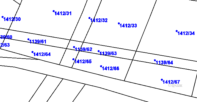 Parcela st. 1139/63 v KÚ Nové Syrovice, Katastrální mapa