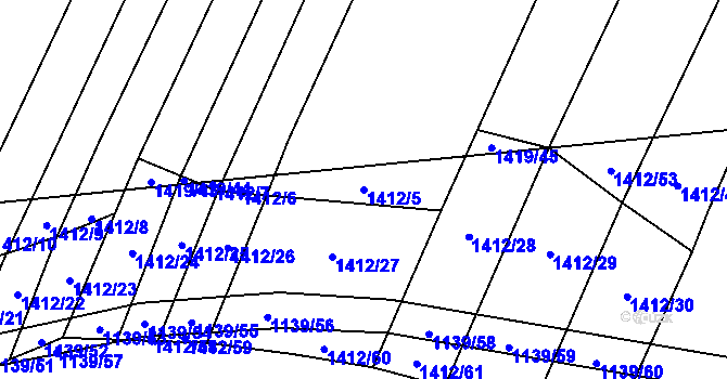 Parcela st. 1412/5 v KÚ Nové Syrovice, Katastrální mapa