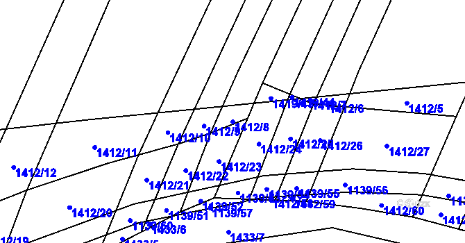 Parcela st. 1412/8 v KÚ Nové Syrovice, Katastrální mapa