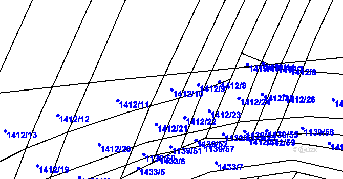 Parcela st. 1412/10 v KÚ Nové Syrovice, Katastrální mapa