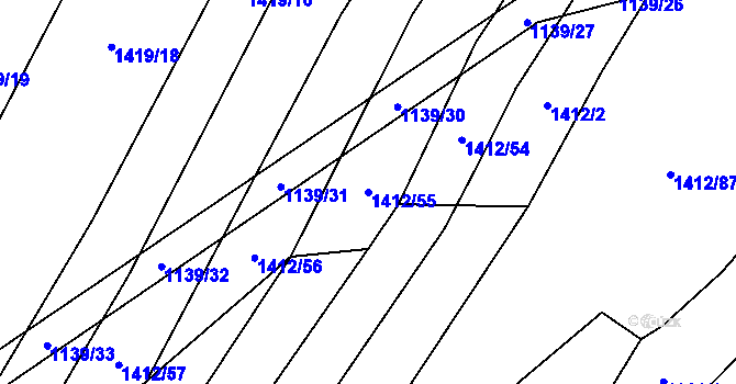 Parcela st. 1412/55 v KÚ Nové Syrovice, Katastrální mapa