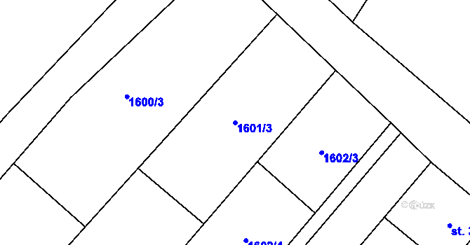 Parcela st. 1601/3 v KÚ Nové Syrovice, Katastrální mapa