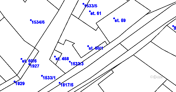 Parcela st. 60/1 v KÚ Nové Syrovice, Katastrální mapa