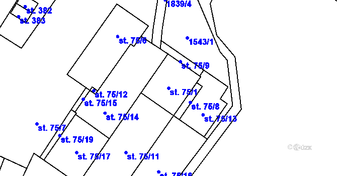Parcela st. 75/1 v KÚ Nové Syrovice, Katastrální mapa