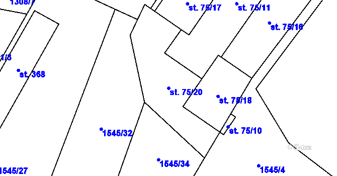 Parcela st. 75/20 v KÚ Nové Syrovice, Katastrální mapa