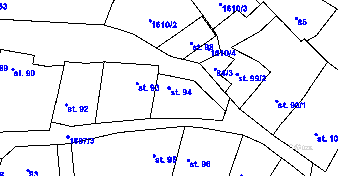 Parcela st. 94 v KÚ Nové Syrovice, Katastrální mapa