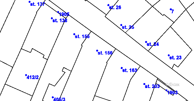 Parcela st. 156 v KÚ Nové Syrovice, Katastrální mapa