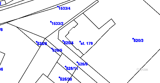 Parcela st. 179 v KÚ Nové Syrovice, Katastrální mapa