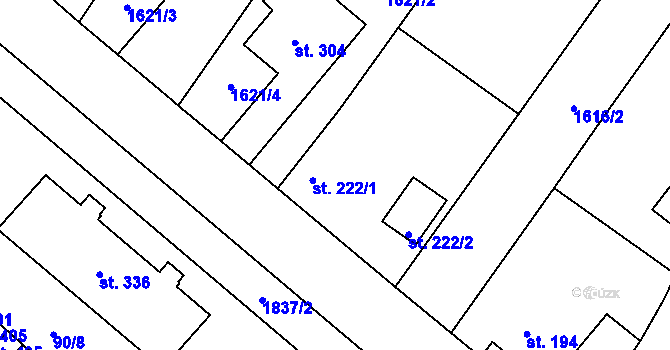 Parcela st. 222 v KÚ Nové Syrovice, Katastrální mapa
