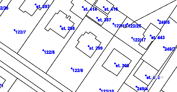 Parcela st. 299 v KÚ Nové Syrovice, Katastrální mapa