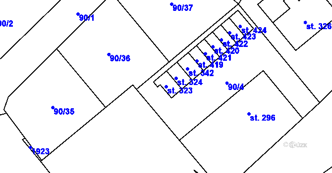 Parcela st. 323 v KÚ Nové Syrovice, Katastrální mapa