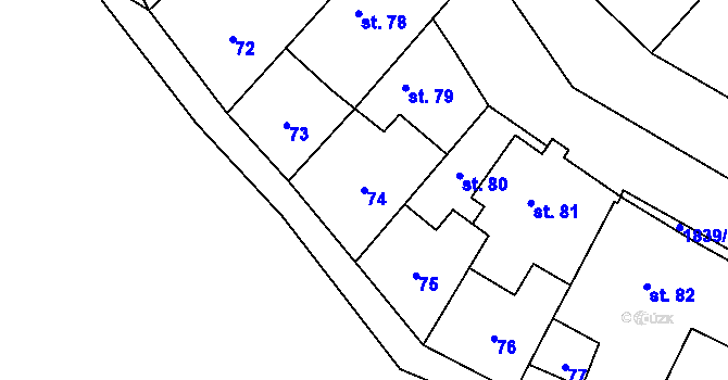 Parcela st. 74 v KÚ Nové Syrovice, Katastrální mapa