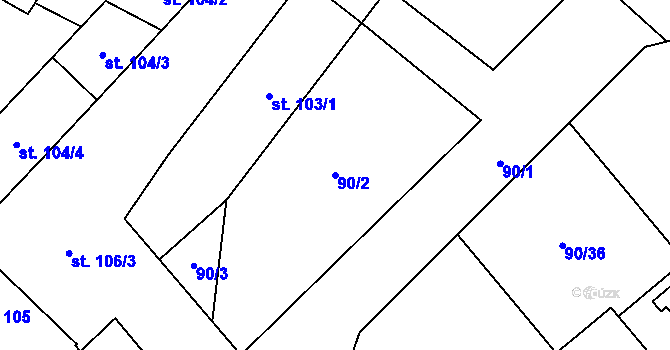 Parcela st. 90/2 v KÚ Nové Syrovice, Katastrální mapa