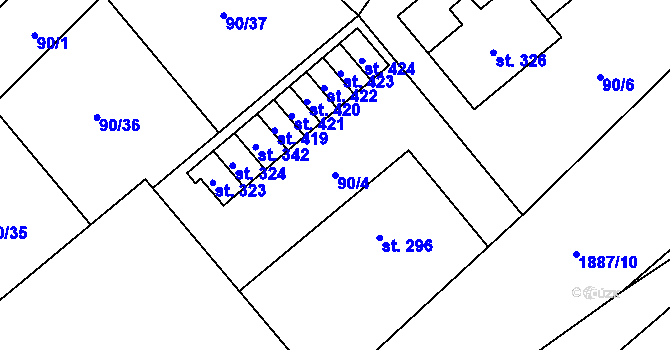 Parcela st. 90/4 v KÚ Nové Syrovice, Katastrální mapa
