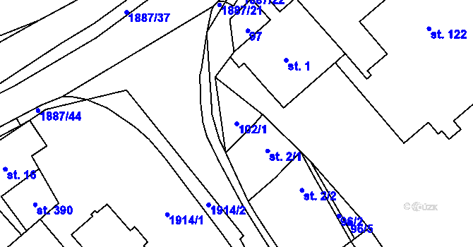 Parcela st. 102/1 v KÚ Nové Syrovice, Katastrální mapa