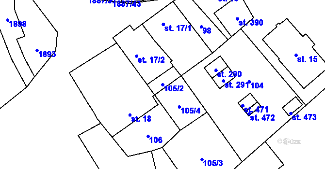 Parcela st. 105/2 v KÚ Nové Syrovice, Katastrální mapa