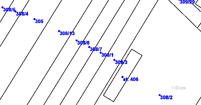 Parcela st. 308/1 v KÚ Nové Syrovice, Katastrální mapa