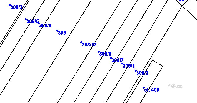 Parcela st. 308/6 v KÚ Nové Syrovice, Katastrální mapa