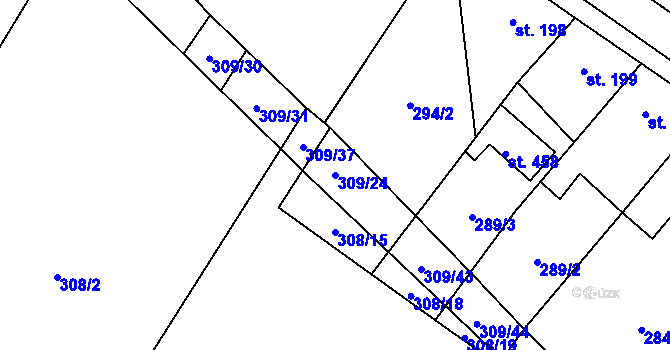 Parcela st. 309/24 v KÚ Nové Syrovice, Katastrální mapa