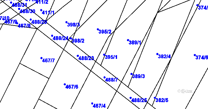 Parcela st. 395/1 v KÚ Nové Syrovice, Katastrální mapa